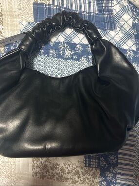 Black Soft Ruched Handle Shoulder Bag
